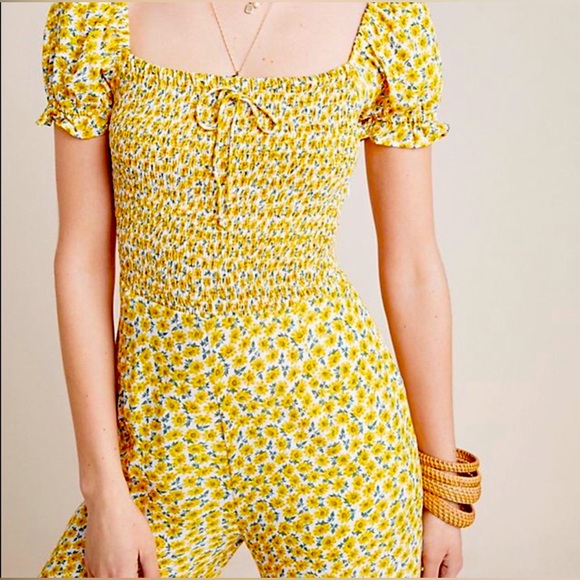 Faithfull The Brand Laszlo Smocked Floral Jumpsuit Anthropologie Size Small - Picture 2 of 10